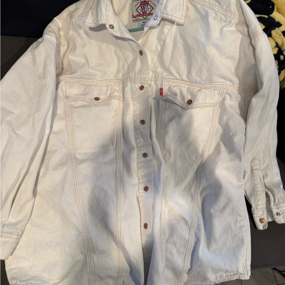Levi's Cream Denim Shirt with Silver Buttons